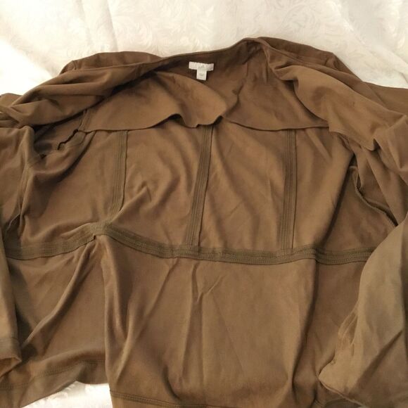 Suede 2 pc Zip Jacket ankle pants suit L (12/14) Old Money Clean Girl J. Jill - Picture 9 of 16